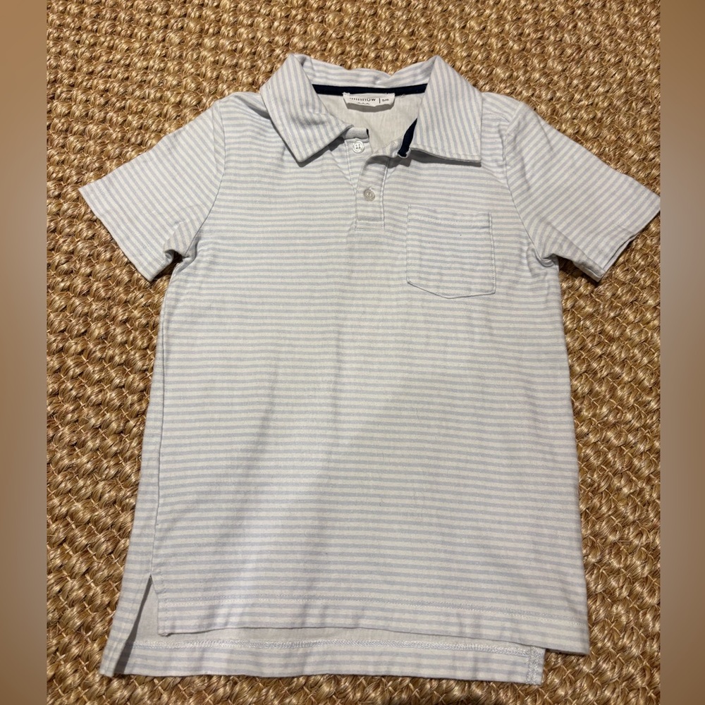 Minnow swim - boys powder blue stripe cotton polo - 5/6